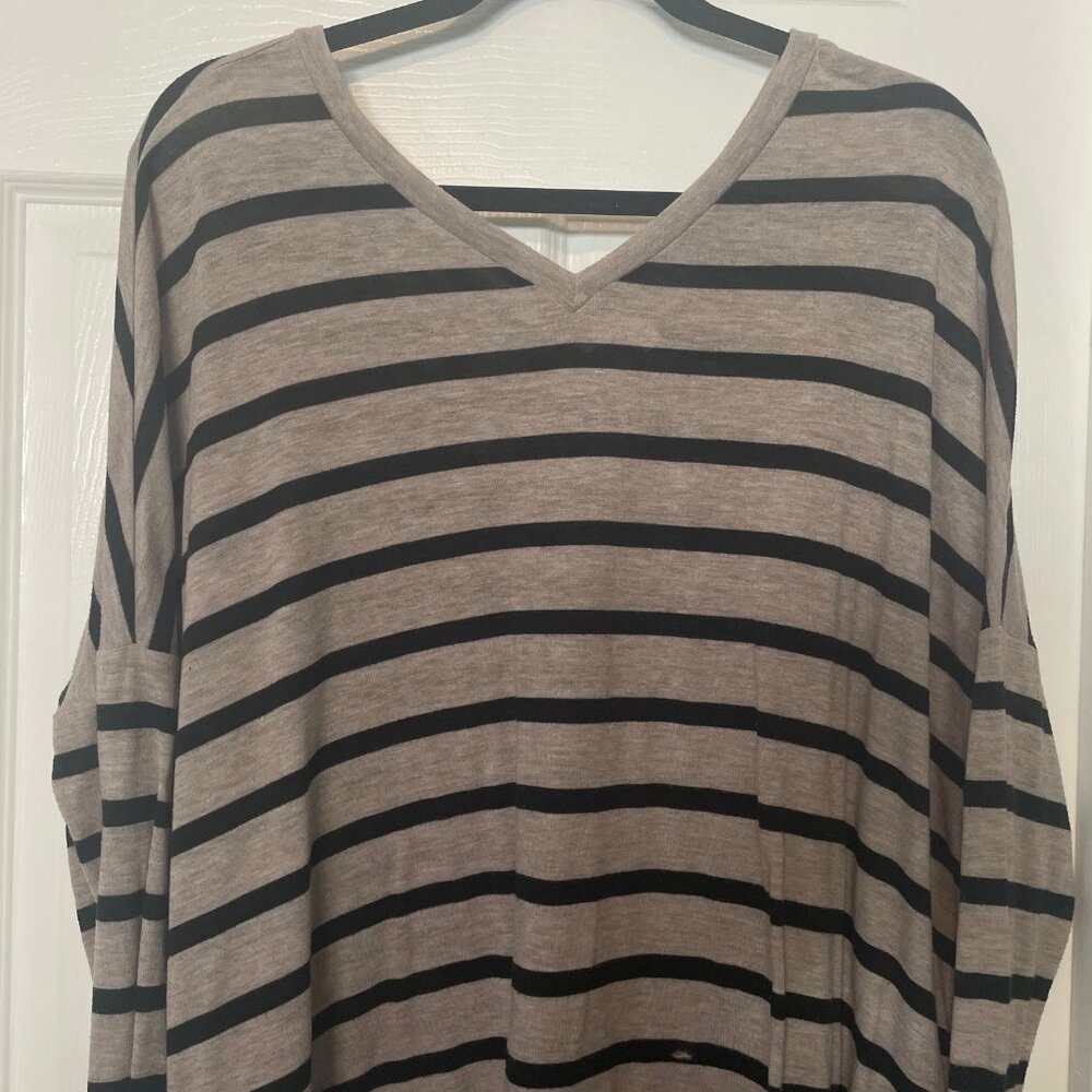 Express Long Sleeve Stripe V neck Small